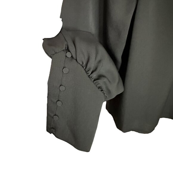 Express Long Sleeve Button Cuff Blouse Black Career Office Women's‎ Size Small - Picture 4 of 7